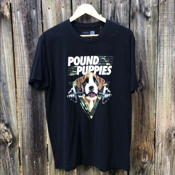 Men’s Pound puppies black graphic T-shirt, sz L - Picture 1 of 5